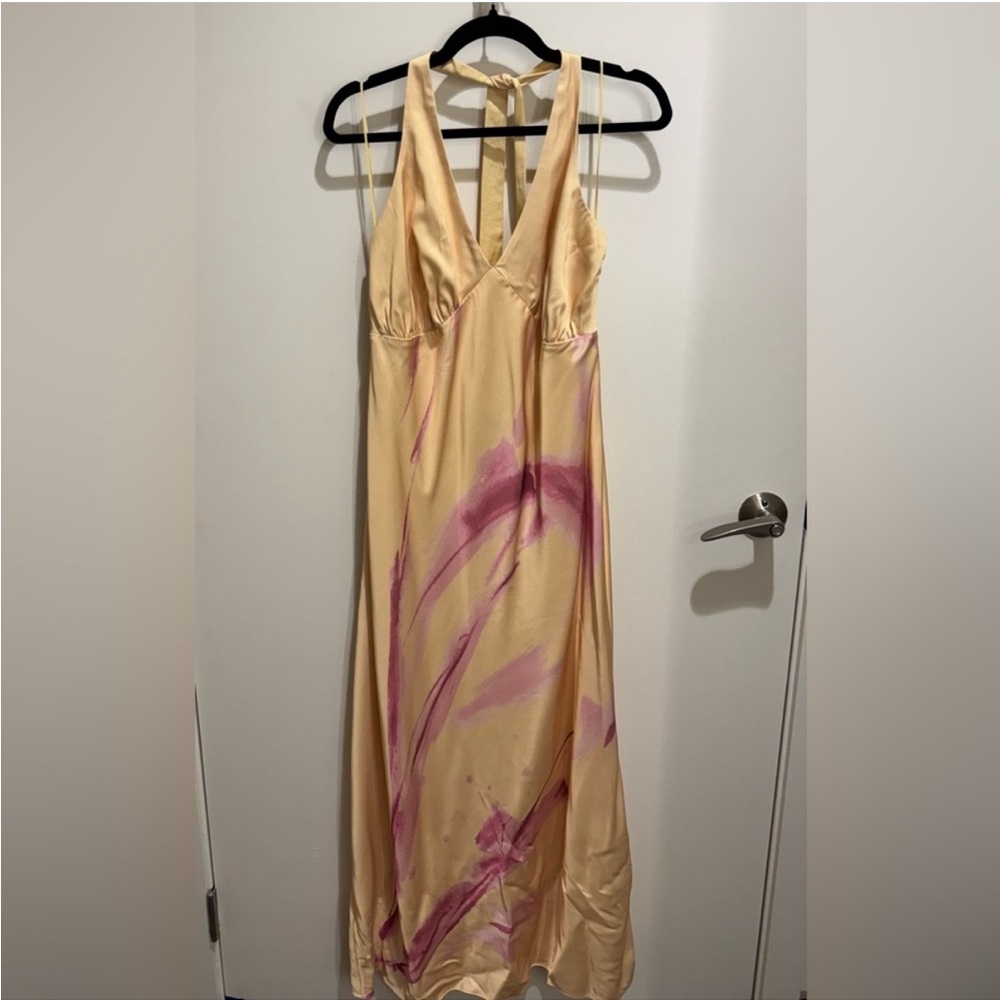 Abercrombie & Fitch Julia Slip Halter Maxi Dress - Sunny Yellow Pattern X-
Large - Picture 7 of 9